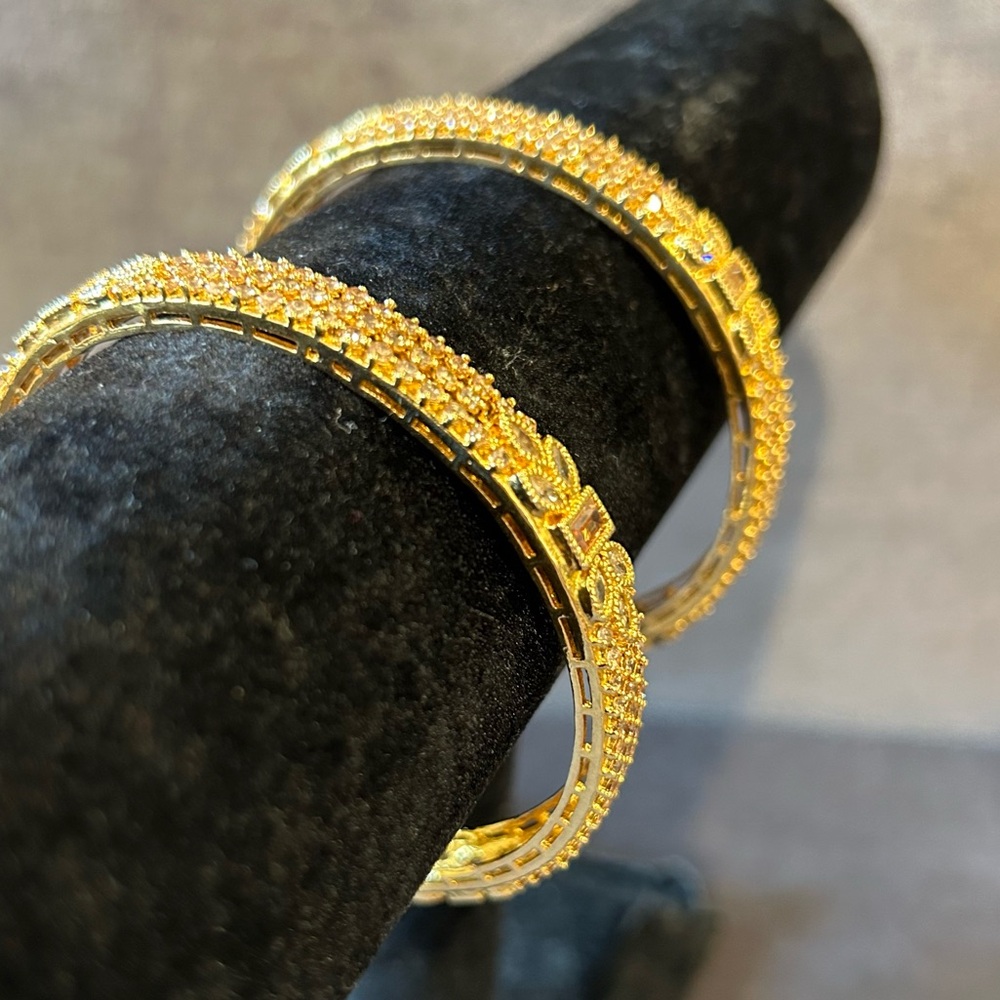 Matching Stacking Crystal and Gold Colour Bangles Bracelets - Picture 2 of 4